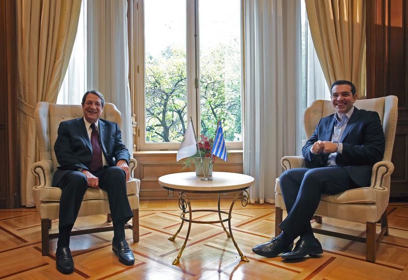 Cyprus President Nicos Anastasiades (left) with Greek Prime Minister Alexis Tsipras